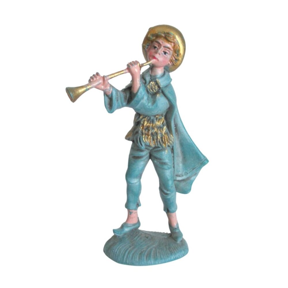 Vintage Nativity Boy Playing Trumpet Italy Figurine 4.5" Tall Collectible Christ